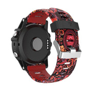 For Garmin Enduro 2 26mm Camouflage Printed Silicone Watch Band(Red+Jellyfish Camouflage)