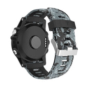 For Garmin Fenix 5X Plus 26mm Camouflage Printed Silicone Watch Band(Black+Digital  Camouflage)