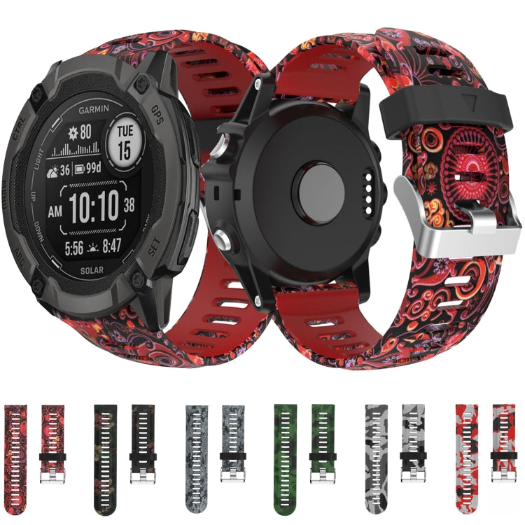 For Garmin Tactix Delta 26mm Camouflage Printed Silicone Watch Band(Black+Digital  Camouflage)