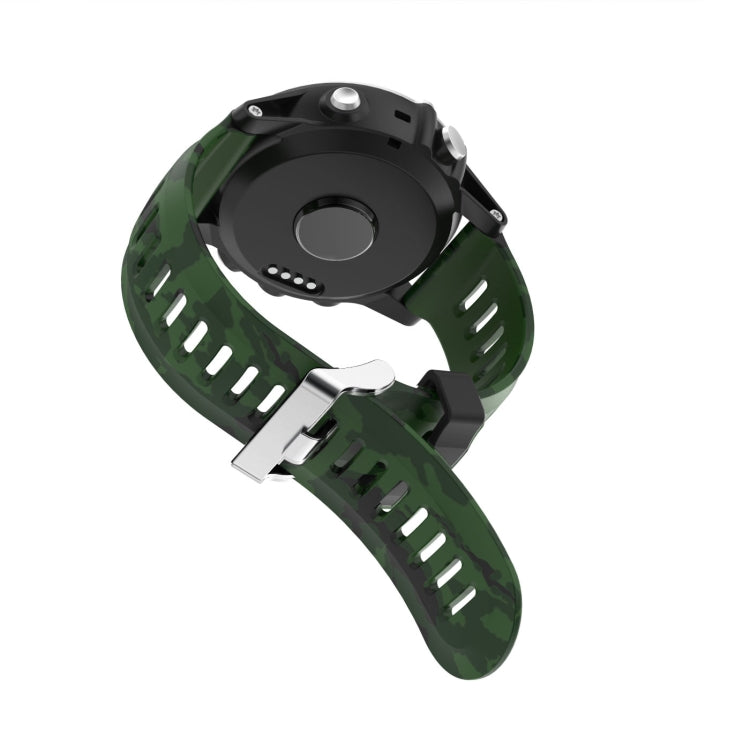 For Garmin Tactix 7 26mm Camouflage Printed Silicone Watch Band(Grey+Army Camouflage)