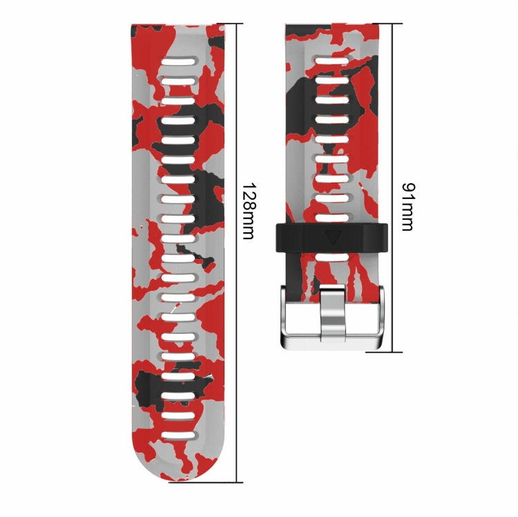 For Garmin Tactix 7 26mm Camouflage Printed Silicone Watch Band(Grey+Army Camouflage)