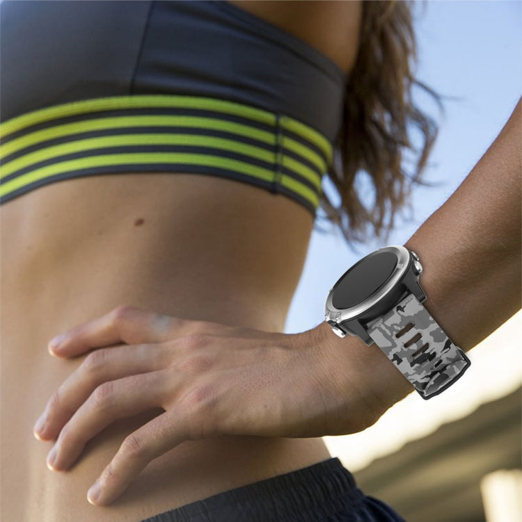 For Garmin Tactix 7 26mm Camouflage Printed Silicone Watch Band(Grey+Army Camouflage)