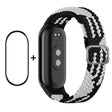 For Xiaomi Mi Band 8 ENKAY Hat-Prince 2 in 1 Set Full Coverage Screen Protector + Elastic Braided Nylon Watch Band(Black White) - free shipping - PMC TechLife - Order now!