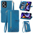 For Xiaomi POCO F5 Embossed Flower Zipper Leather Phone Case(Blue) - free shipping - PMC TechLife - Order now!