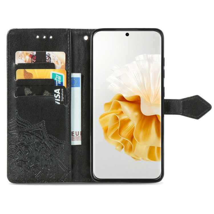 For Huawei P60 Pro Mandala Flower Embossed Leather Phone Case(Black)