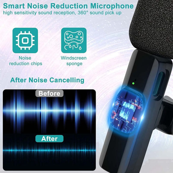One by Two Lavalier Wireless Noise Reduction Microphone for Phone /  Camera / Laptop / MacBook with 3.5mm Receiver