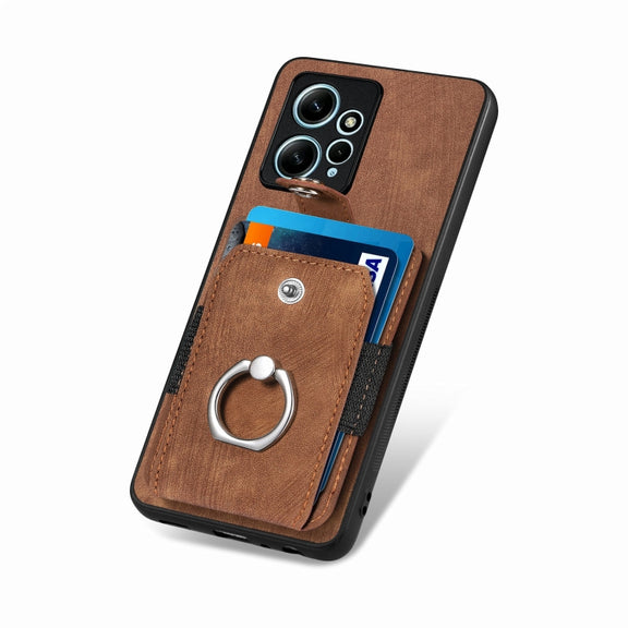 For Redmi Note 12 4G Retro Skin-feel Ring Card Wallet Phone Case(Brown)