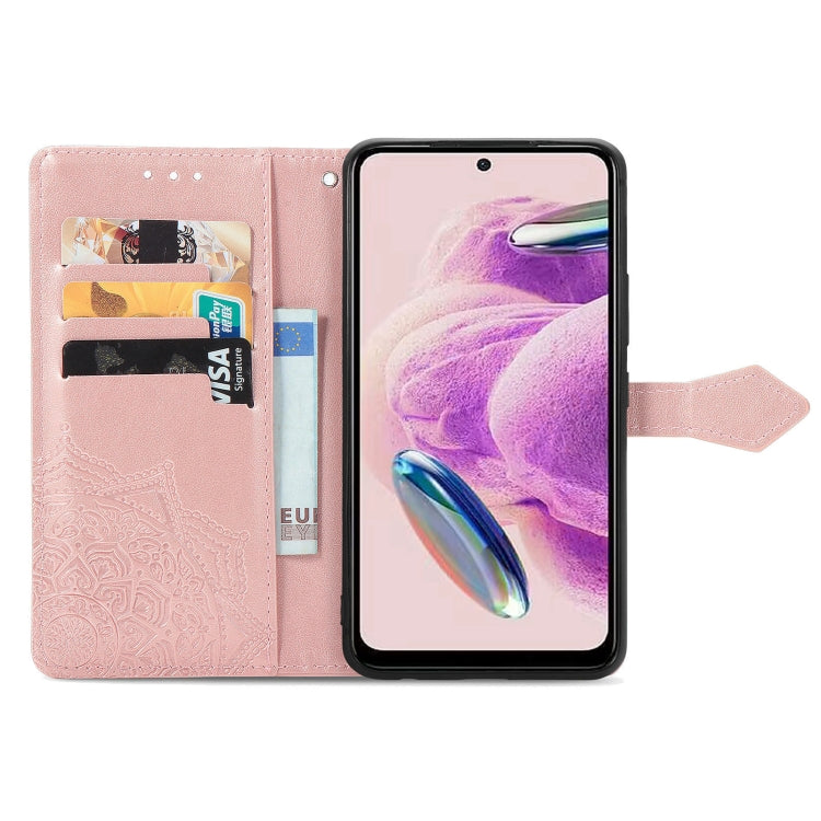 For Xiaomi Redmi Note 12S Mandala Flower Embossed Leather Phone Case(Rose Gold)