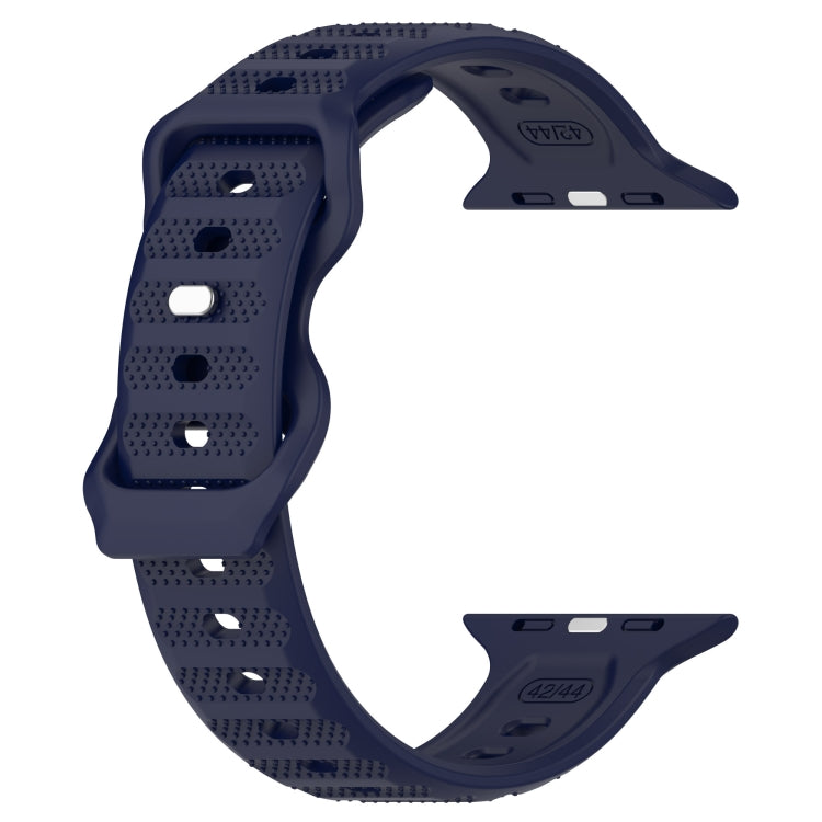 For Apple Watch Ultra 49mm Reverse Buckle Dot Texture Silicone Watch Band(Midnight Blue)