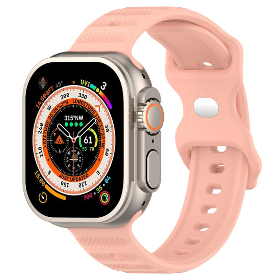 For Apple Watch 7 41mm Reverse Buckle Dot Texture Silicone Watch Band(Pink)