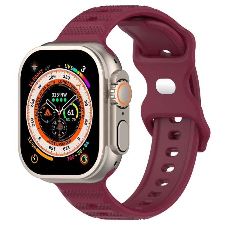 For Apple Watch 4 40mm Reverse Buckle Dot Texture Silicone Watch Band(Wine Red)