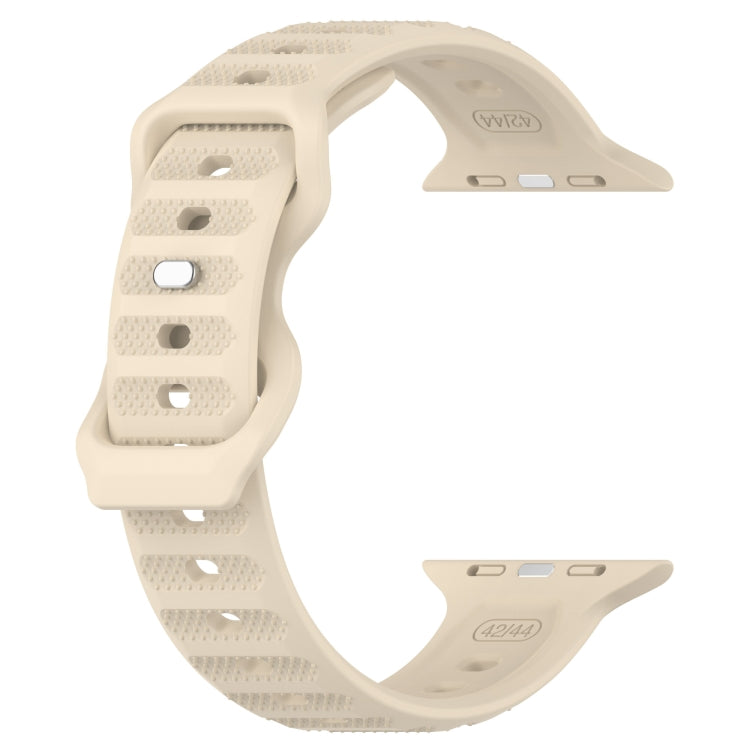For Apple Watch 3 38mm Reverse Buckle Dot Texture Silicone Watch Band(Khaki)