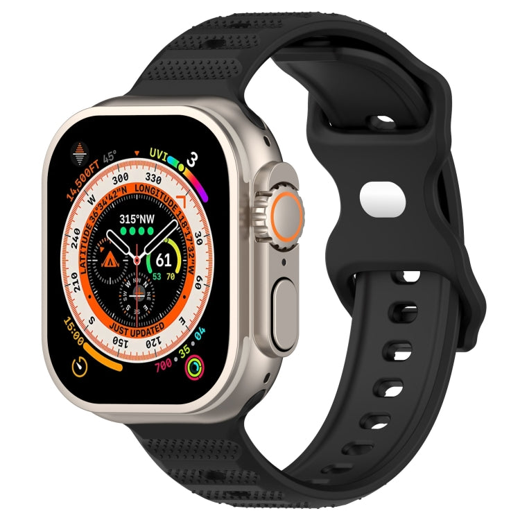 For Apple Watch 2 38mm Reverse Buckle Dot Texture Silicone Watch Band(Black)