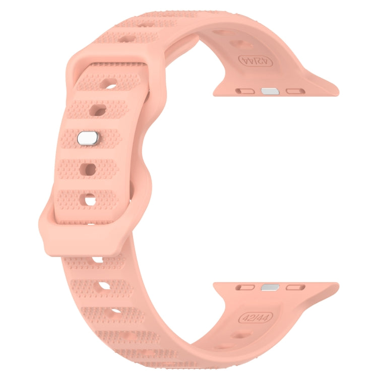 For Apple Watch 42mm Reverse Buckle Dot Texture Silicone Watch Band(Pink)