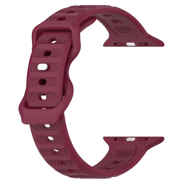 For Apple Watch 42mm Reverse Buckle Dot Texture Silicone Watch Band(Wine Red)