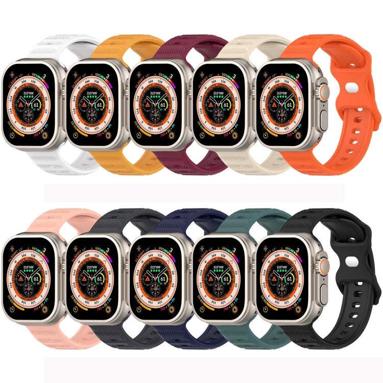 For Apple Watch Ultra 49mm Reverse Buckle Dot Texture Silicone Watch Band(Orange)