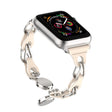 For Apple Watch 42mm Hollow Leather Chain Magnetic Buckle Watch Band(Starlight Color) - Watch Bands by PMC TechLife | Online Shopping South Africa | PMC TechLife