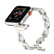 For Apple Watch 4 40mm Hollow Leather Chain Magnetic Buckle Watch Band(White)