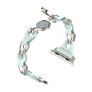For Apple Watch 6 44mm Hollow Leather Chain Magnetic Buckle Watch Band(Blue)