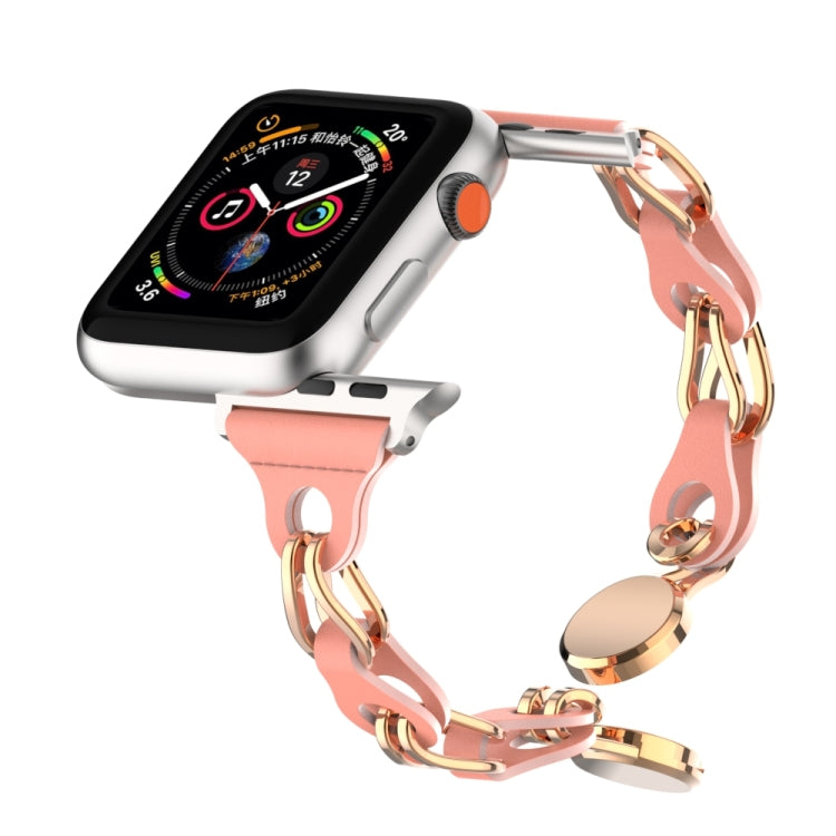 For Apple Watch 6 44mm Hollow Leather Chain Magnetic Buckle Watch Band(Red)