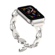 For Apple Watch SE 44mm Hollow Leather Chain Magnetic Buckle Watch Band(White) - Watch Bands by PMC TechLife | Online Shopping South Africa | PMC TechLife