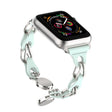 For Apple Watch SE 44mm Hollow Leather Chain Magnetic Buckle Watch Band(Blue) - Watch Bands by PMC TechLife | Online Shopping South Africa | PMC TechLife