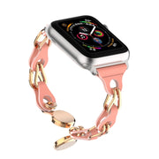 For Apple Watch SE 44mm Hollow Leather Chain Magnetic Buckle Watch Band(Red)
