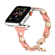 For Apple Watch SE 40mm Hollow Leather Chain Magnetic Buckle Watch Band(Red)