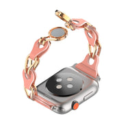 For Apple Watch 8 45mm Hollow Leather Chain Magnetic Buckle Watch Band(Red)