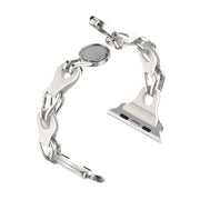 For Apple Watch 8 41mm Hollow Leather Chain Magnetic Buckle Watch Band(White)