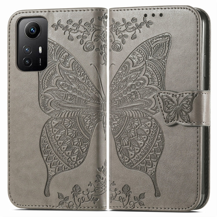 For Xiaomi Redmi Note 12S Butterfly Love Flower Embossed Leather Phone Case(Gray)