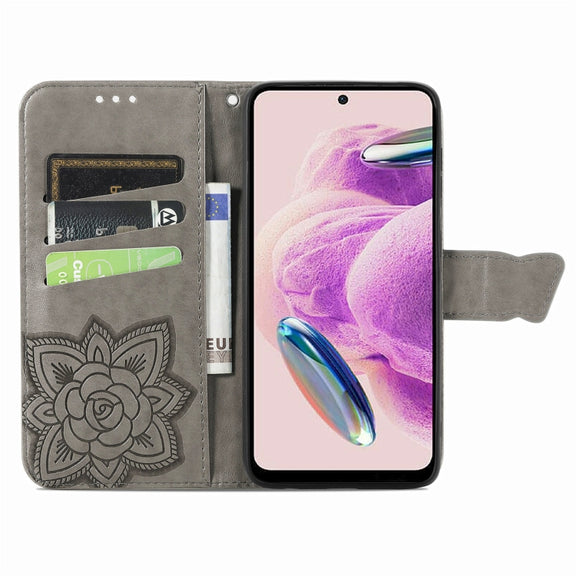 For Xiaomi Redmi Note 12S Butterfly Love Flower Embossed Leather Phone Case(Gray)
