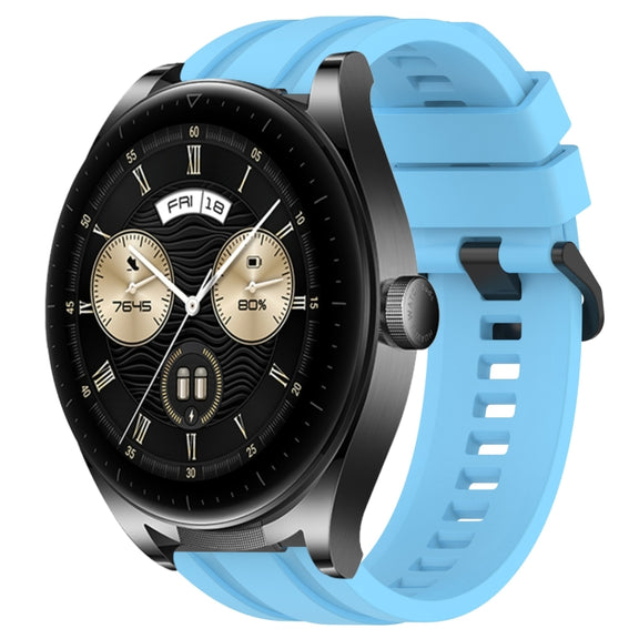 For Huawei Watch GT3  46mm Long & Short Sports Solid Color Silicone Watch Band Set(Sky Blue)