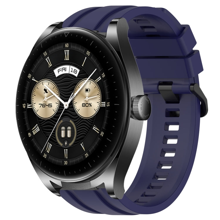 For Huawei Watch GT3  46mm Long & Short Sports Solid Color Silicone Watch Band Set(Midnight Blue)