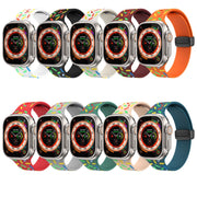 For Apple Watch 5 44mm Rainbow Dots Silicone Magnetic Black Buckle Watch Band(Blue)