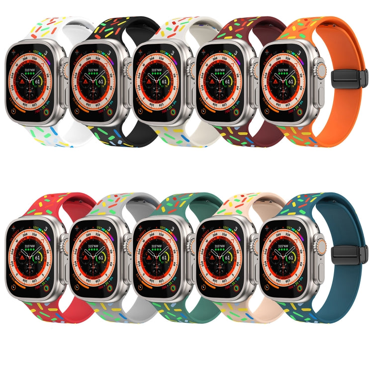 For Apple Watch 5 40mm Rainbow Dots Silicone Magnetic Black Buckle Watch Band(Blue)