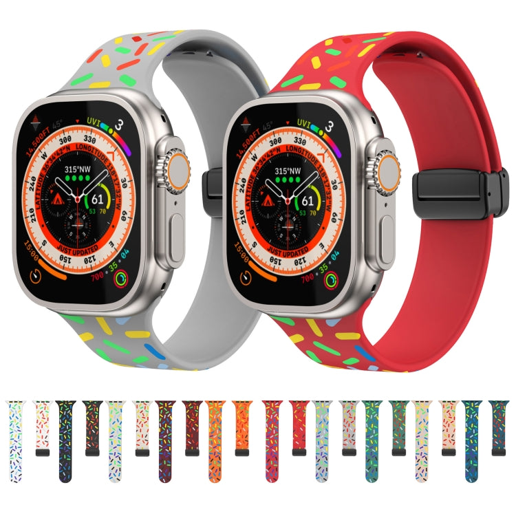 For Apple Watch 2 38mm Rainbow Dots Silicone Magnetic Black Buckle Watch Band(Blue)
