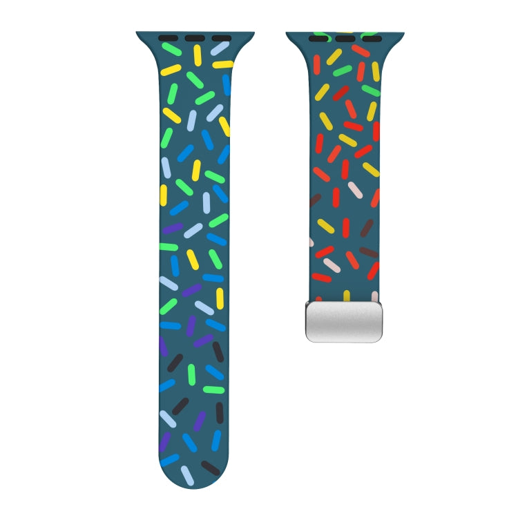 For Apple Watch 38mm Rainbow Dots Silicone Magnetic Buckle Watch Band(Blue)