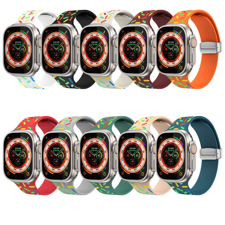 For Apple Watch 6 44mm Rainbow Dots Silicone Magnetic Buckle Watch Band(Blue)