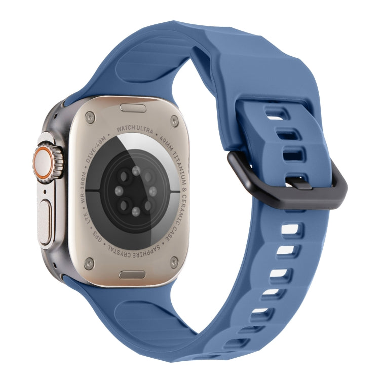 For Apple Watch Ultra 49mm Ripple Silicone Sports Watch Band(Light Blue)