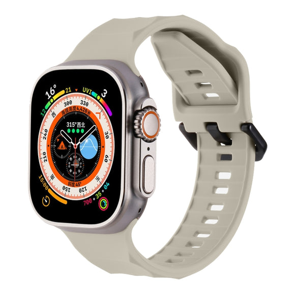For Apple Watch SE 2022 44mm Ripple Silicone Sports Watch Band(Starlight)