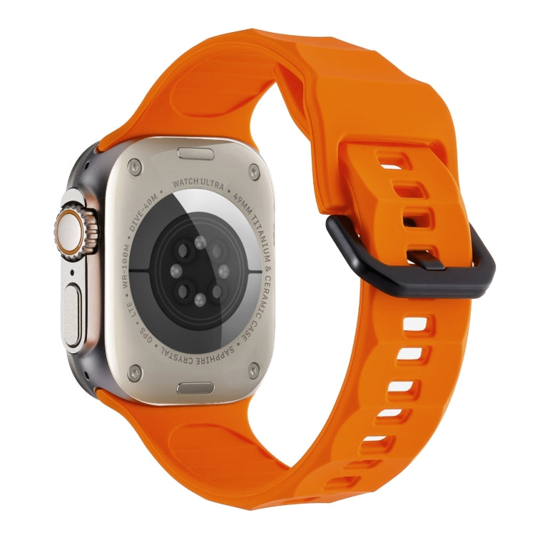 For Apple Watch 7 45mm Ripple Silicone Sports Watch Band(Orange)