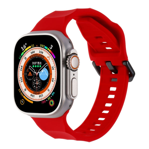 For Apple Watch 7 45mm Ripple Silicone Sports Watch Band(Red)