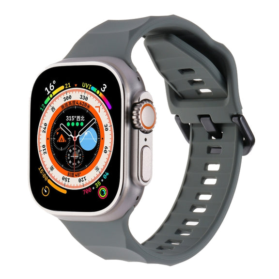 For Apple Watch 7 45mm Ripple Silicone Sports Watch Band(Dark Grey)