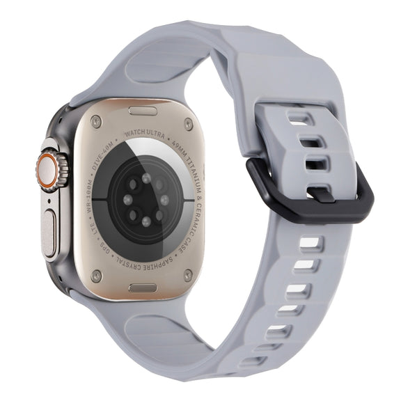For Apple Watch 7 45mm Ripple Silicone Sports Watch Band(Light Grey)