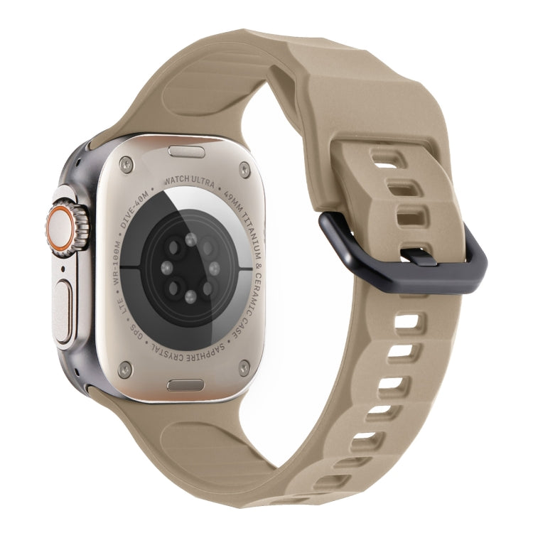 For Apple Watch 7 45mm Ripple Silicone Sports Watch Band(Brown)