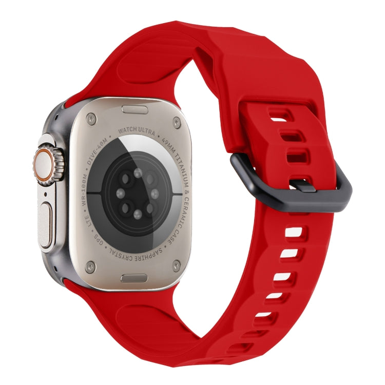 For Apple Watch SE 44mm Ripple Silicone Sports Watch Band(Red)