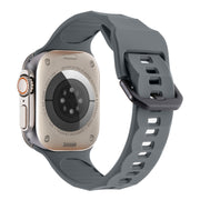 For Apple Watch SE 44mm Ripple Silicone Sports Watch Band(Dark Grey)