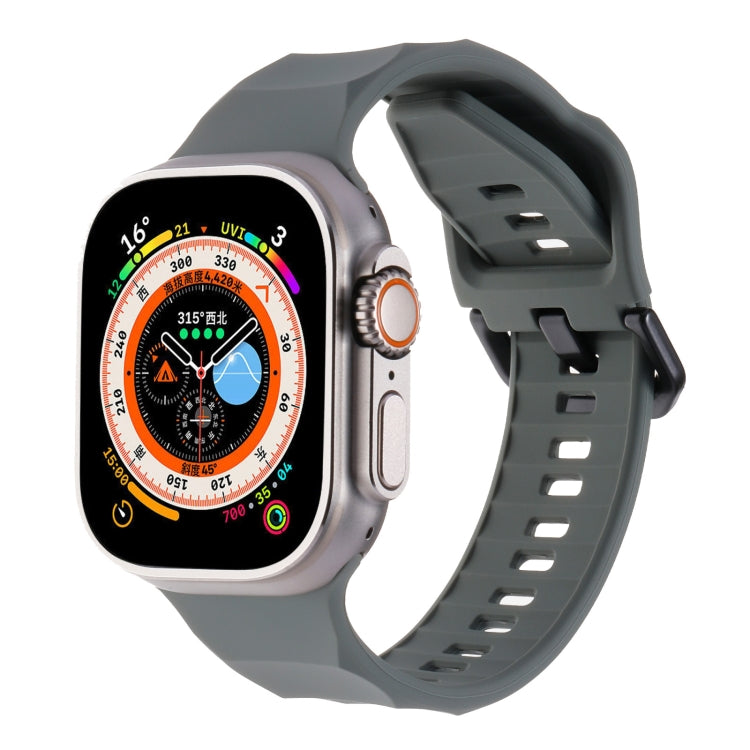 For Apple Watch 6 44mm Ripple Silicone Sports Watch Band(Dark Grey)