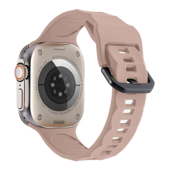 For Apple Watch 4 44mm Ripple Silicone Sports Watch Band(Pink)
